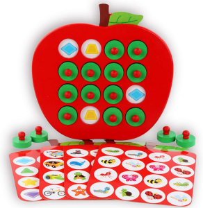 Jucarii din lemn si Montessori - Joc din lemn memorie potrivire Apple