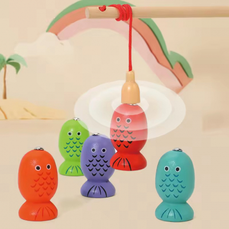 Joc Montessori din lemn 3 in1 Sortare si stivuire joc de pescuit magnetic [1]