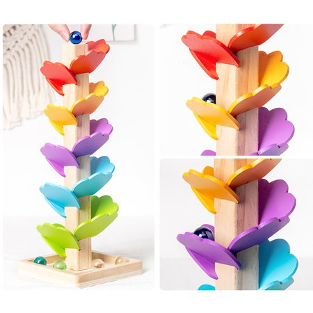 Joc Montessori din Lemn Copacul Curcubeu Petal Tree [5]