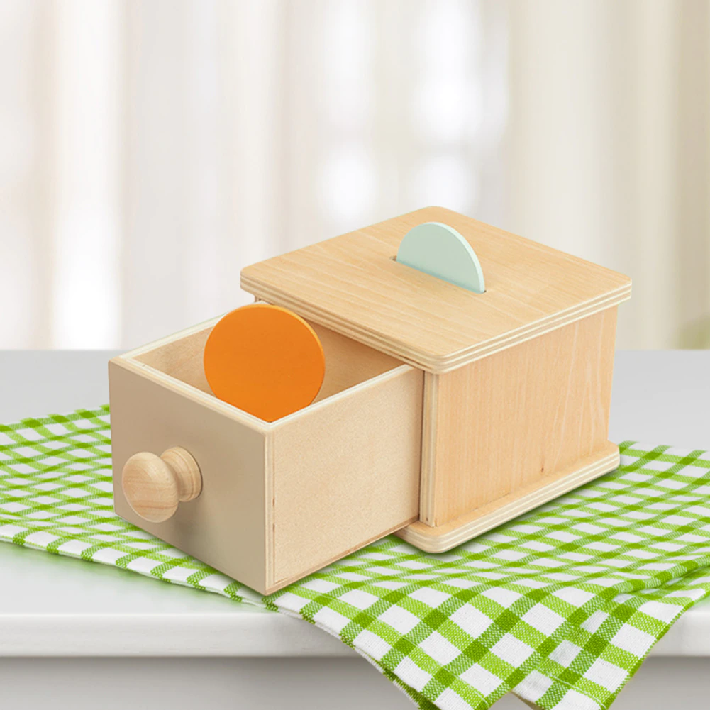 Jocuri educative (3 ani +) - Joc Montessori din Lemn Cutia Permanentei cu Banuti