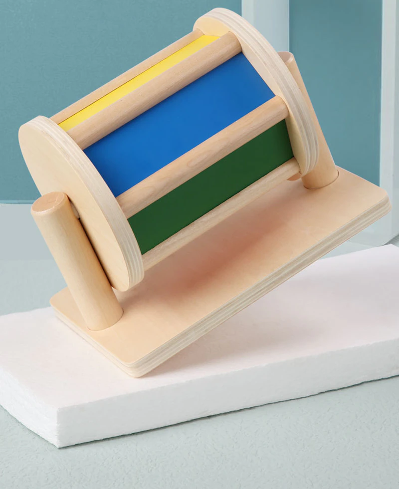 Jocuri educative (3 ani +) - Joc Montessori din Lemn Senzorial Tambur rotativ cu sunete