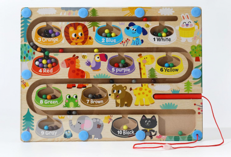 Jucarii din lemn si Montessori - Joc Montessori Magnetic – Potrivire Culori & Numere