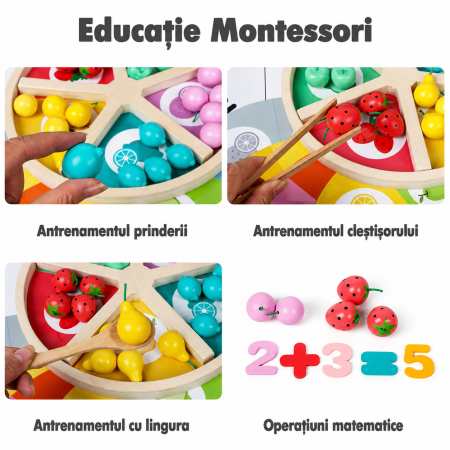 Joc Montessori Sortare Culori si Fructe, Lemn [2]