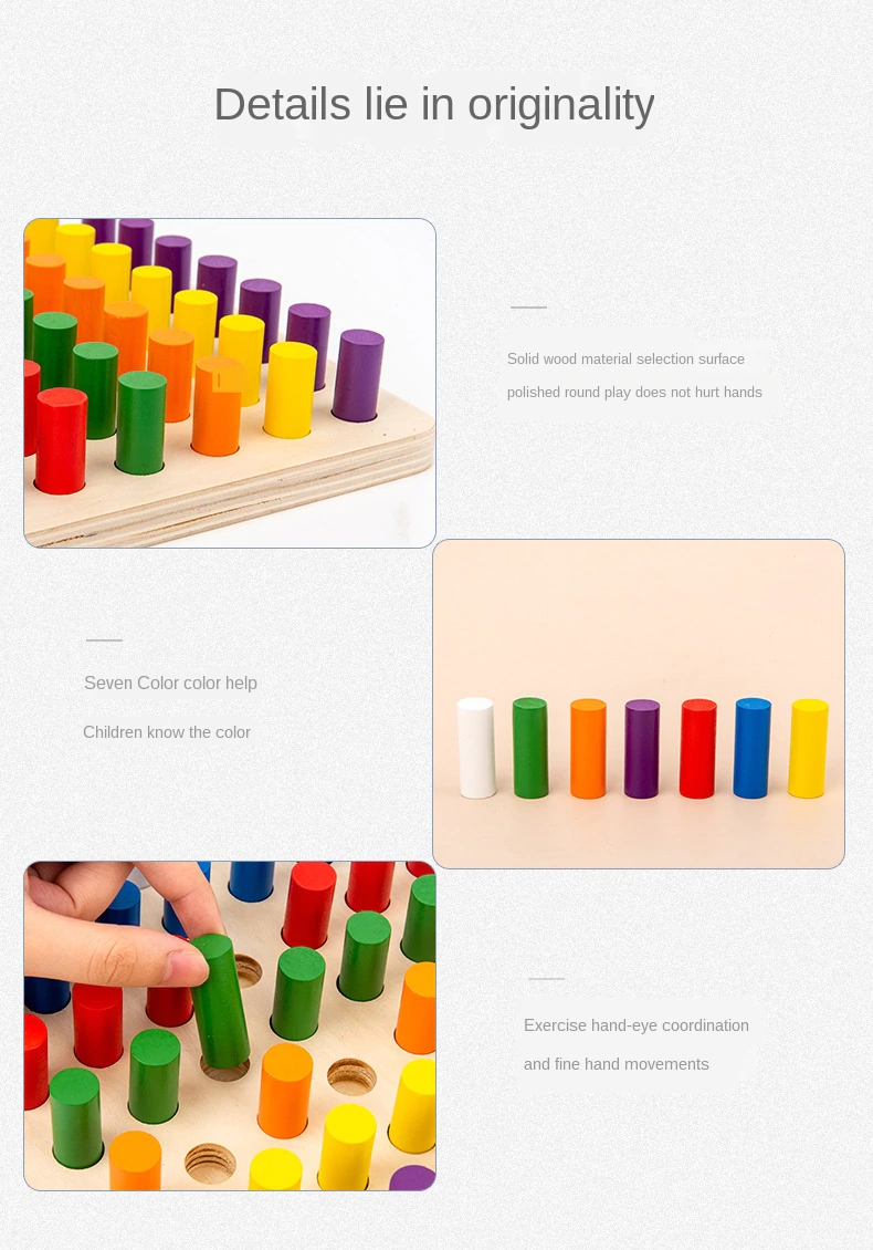 Joc Montessori din lemn senzorial invatam culorile Stick Color [5]