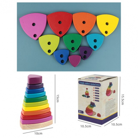 Joc Montessori Stivuire forme geometrice Piramida Curcubeu [4]