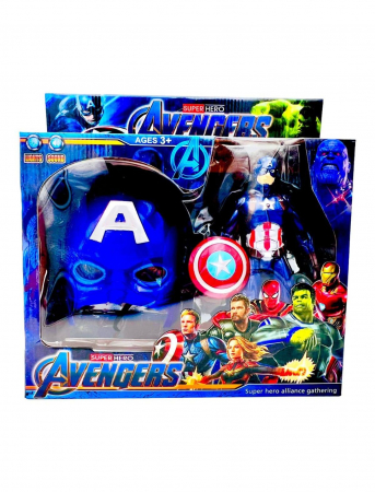 Figurine Desene Animate( 3 ani +) - Figurina Captain America cu lumini și masca