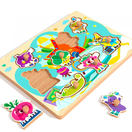 Table educative (3 ani +) - Puzzle Incastru cu maner Legume din lemn