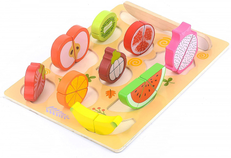Joc Puzzle Fructe , Legume de Feliat din Lemn Magnetic [2]