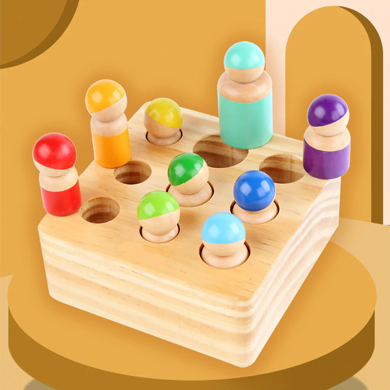 Jocuri educative (3 ani +) - Joc Lemn Montessori Cilindri Peg dolls