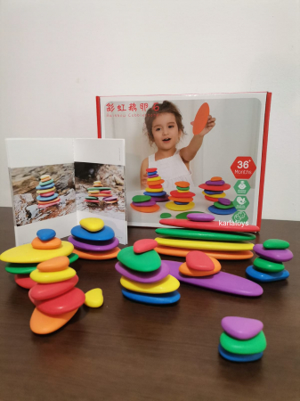 Jocuri creative (3 ani +) - Joc sortare si stivuire Pietre Curcubeu Rainbow Pebbles