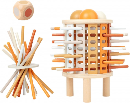 Jocuri - Joc Turn din Lemn Stivuire pentru Copii Puzzle de Echilibru  Jucarie Montessori