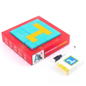 Joc din lemn gandire logica Tangram Puzzle 3D - Puzzle Poligon [8]