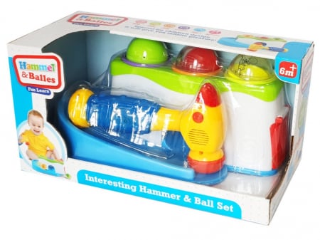Jocuri educative (3 ani +) - Jucarie Bebe cu Ciocan si Bile – Dezvoltare Motorie