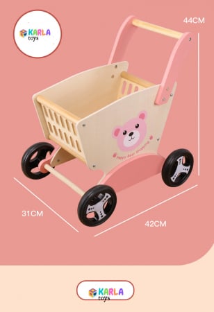 Jucarie Carucior de Cumparaturi din Lemn Ursulet cu Accesorii [1]