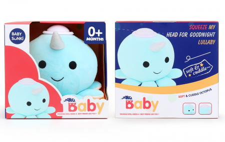 Jucarii din Plus - Mascote din Plus(3 ani +) - Jucarie de Plus Bebe Caracatita Unicorn cu Lampa de Veghe si Muzica