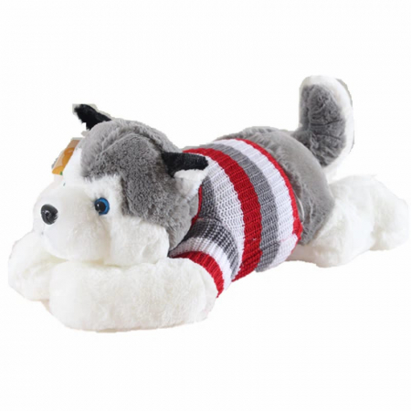 Jucarii din Plus - Mascote din Plus(3 ani +) - Jucarie de Plus Perna lunga Catelul Husky cu Tricou - 100 cm