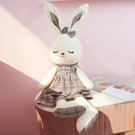 Jucarii din Plus - Mascote din Plus(3 ani +) - Jucarie de Plus Iepurasul Somnoros cu Rochita Gri