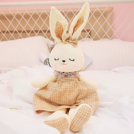 Jucarii din Plus - Mascote din Plus(3 ani +) - Jucarie de Plus Iepurasul Somnoros cu Rochita Crem