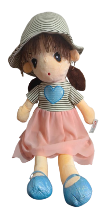 Jucarie de Plus Papusa Kawaii 80 cm cu Palarie si Fustita din Tull Albastru [2]