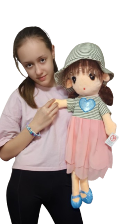 Jucarii din Plus (3 ani +) - Jucarie de Plus Papusa Kawaii 80 cm cu Palarie si Fustita din Tull Albastru