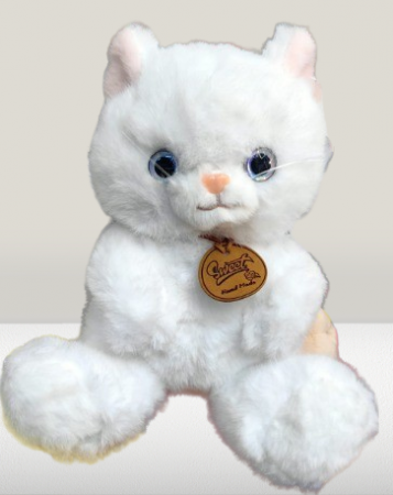 Jucarii din Plus - Mascote din Plus(3 ani +) - Jucarie de Plus Pisicuta Pufoasa Alba cu Ochi Sclipitori
