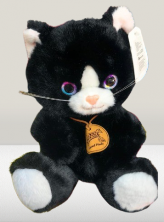 Jucarii din Plus - Mascote din Plus(3 ani +) - Jucarie de Plus Pisicuta Pufoasa Neagra cu Ochi Sclipitori