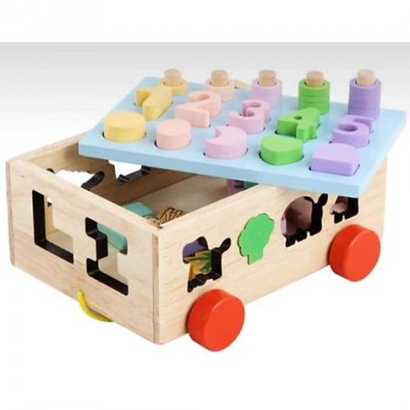 Jucarie din Lemn de tras Sortator Forme, Animale, Puzzle Numere [5]