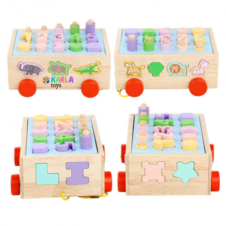 Jucarie din Lemn de tras Sortator Forme, Animale, Puzzle Numere [2]