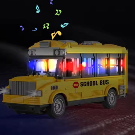 Autobuz scolar de jucarie cu muzica, lumini si usi deschise [1]