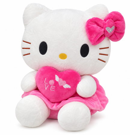 Jucarii din Plus (3 ani +) - Jucarie din Plus Hello Kitty I Love You Cu fundita