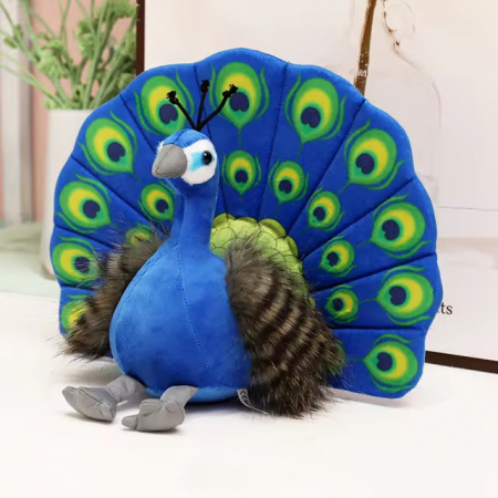 Jucarii din Plus - Mascote din Plus(3 ani +) - Jucarie din Plus Paun Albastru 25 cm PeaCok