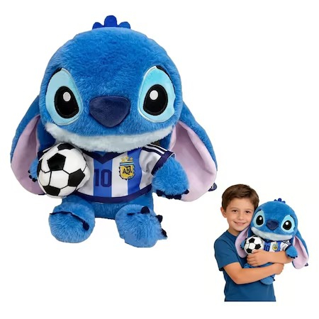 Jucarii - Jucarie din Plus Stitch Football Star 2026, 22 cm, cu Minge Fotbal Argentina