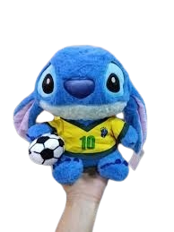 Jucarii din Plus (3 ani +) - Jucarie din Plus Stitch Football Star 2026, 22 cm, cu Minge Fotbal Brazilia