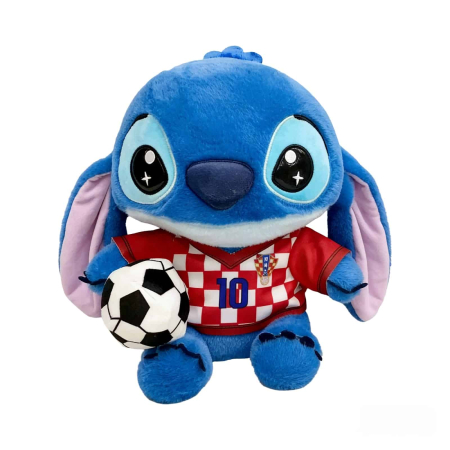 Jucarii din Plus (3 ani +) - Jucarie din Plus Stitch Football Star 2026, 22 cm, cu Minge Fotbal Croatia