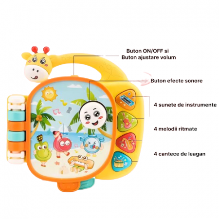Jucarie Educativa Carticica Interactiva cu Melodii si Sunete pentru Copii Girafa [1]