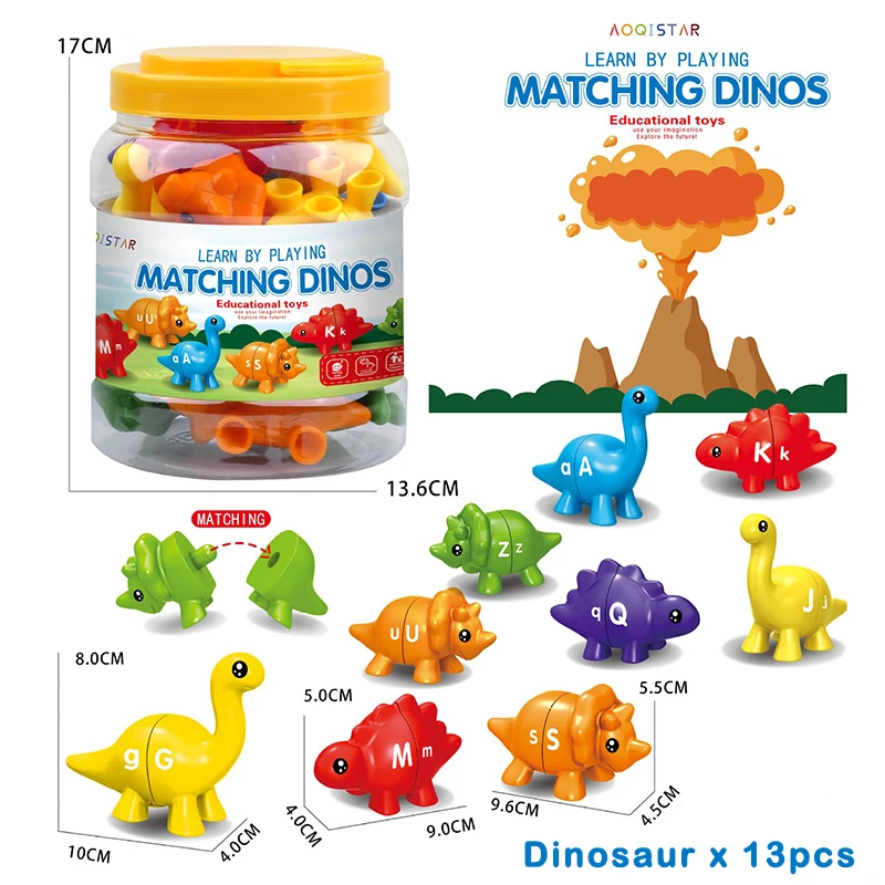 Jocuri educative (3 ani +) - Jucărie Educativă: Dinozaurii cu Litere pentru Dezvoltarea Motricității Fine