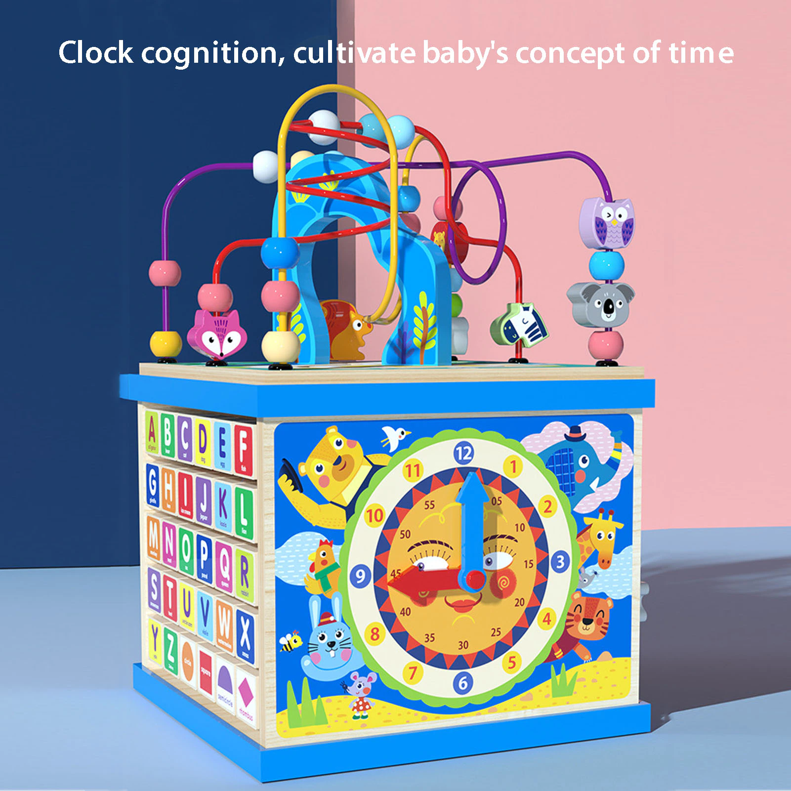 Jucarie educativa Montessori Cub din lemn multifunctional 5 in 1 [7]