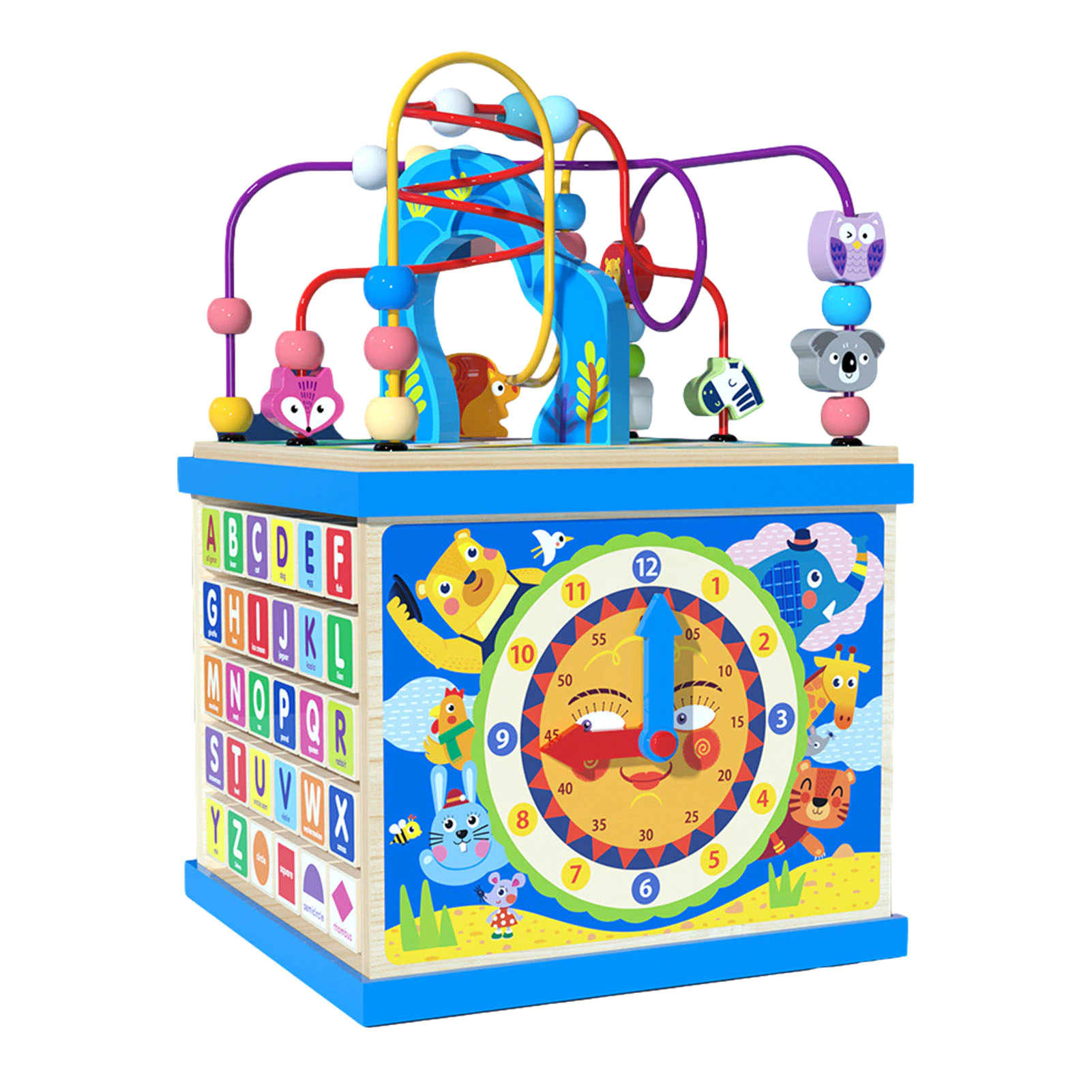 Jucarie educativa Montessori Cub din lemn multifunctional 5 in 1 [1]