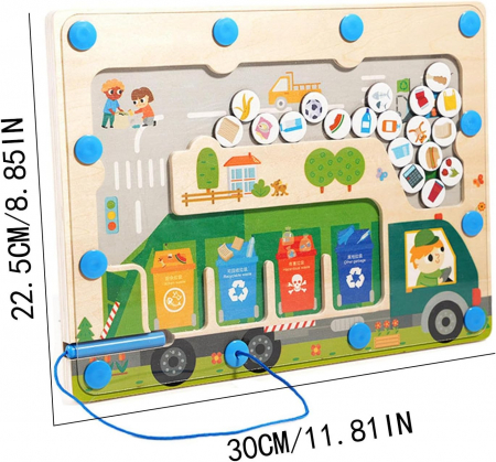 Table educative (3 ani +) - Jucarie Educativa Tabla Magnetica Camionul cu Reciclare