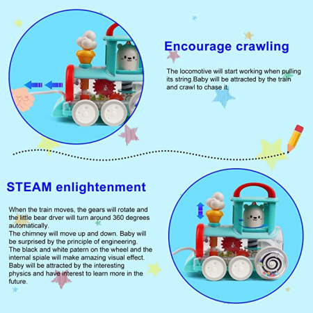 Jucarie interactiva de tras Locomotiva cu mecanism Steam Hola Toys [3]