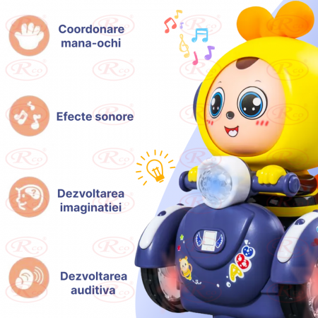 Jucarie Interactiva Muzicala Albinuta cu Scooter - Lumina, Sunet si Expresii Faciale [3]