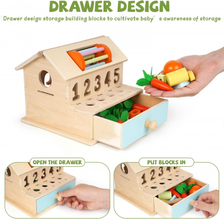 Jucarie Montessori din lemn 8 in 1 – Casuta cu activitati educative [8]