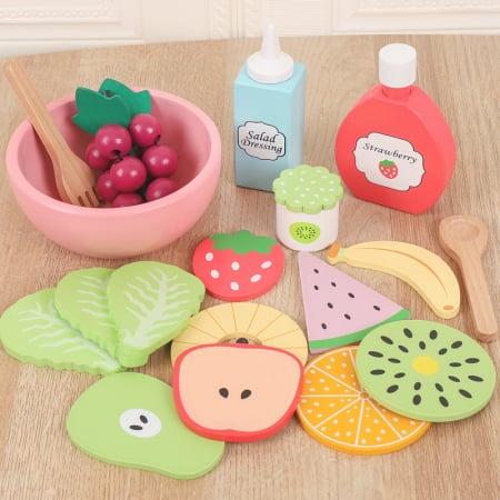 Jucarii din lemn si Montessori - Jucarie Montessori tip Salată de legume și salată de fructe proaspete