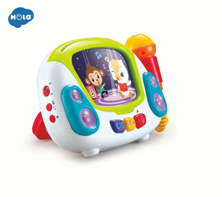 Jucarii muzicale - Jucarie Muzicala cu Microfon si LUmini Statie de Karaoke Hola Toys