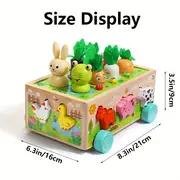 Sortator de forme Montessori din lemn cu morcovi, animale si numere, jucarie educativa [2]