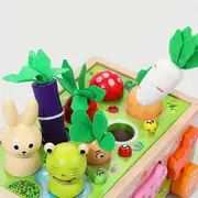 Sortator de forme Montessori din lemn cu morcovi, animale si numere, jucarie educativa [1]