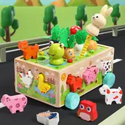 Sortator de forme Montessori din lemn cu morcovi, animale si numere, jucarie educativa [3]