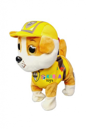 Jucarii din Plus - Mascote din Plus(3 ani +) - Jucarie Plus Interactiva Catelusul Rubble cu Ochi sclipitori canta si merge