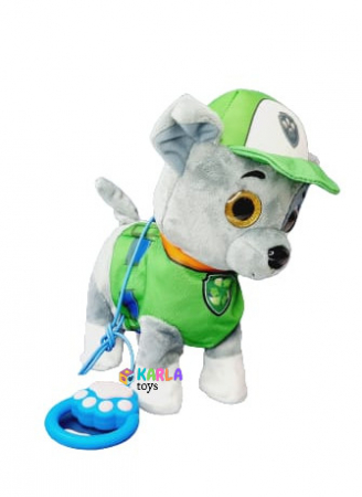 Jucarii din Plus - Mascote din Plus(3 ani +) - Jucarie Plus Interactiva Catelusul Rocky cu Ochi sclipitori canta si merge