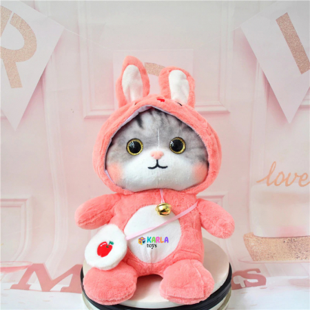 Jucarii Copii - Pisica de PLus cu ochi sclipitori cu costum Kawaii Cat